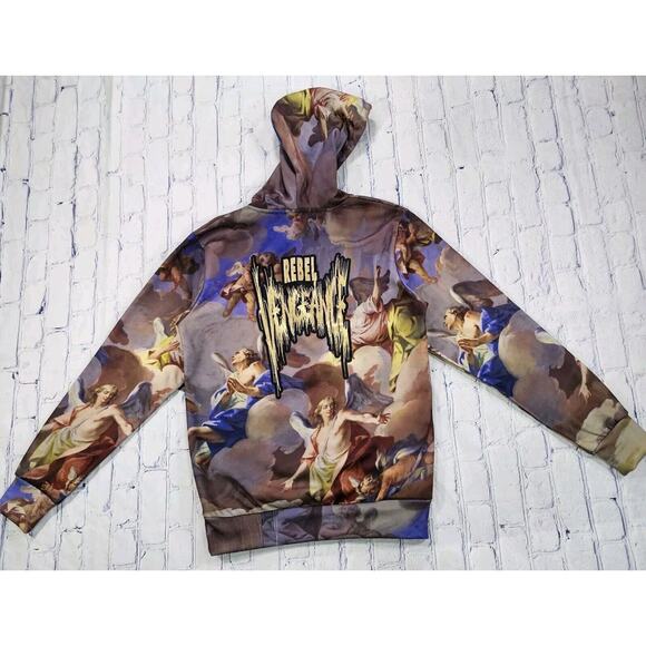 Rebel Vengeance Boticelli Wearable Art Print Hoodie Pullover MENS SIZE S - Picture 10 of 13